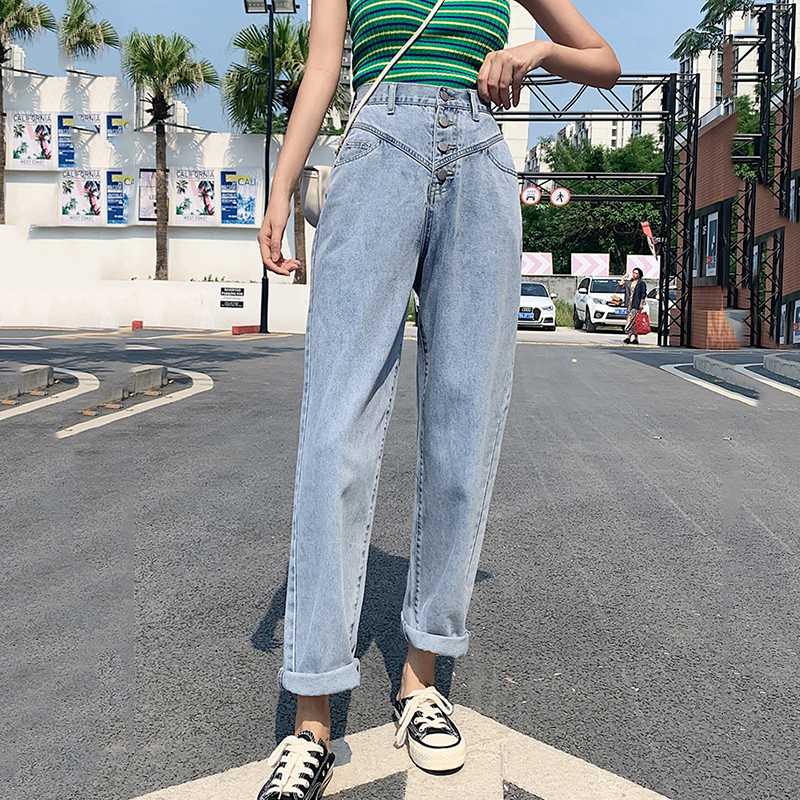 

Jeans women Harlan straight radish pants loose high waist ultra-thin loose korea denim jacket for ladies, Bjh1242