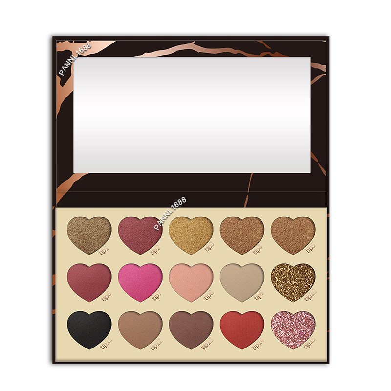 

15 Color Heart Shaped Eyeshadow Palette Matte Pearl Eyeshadow Chameleon Polarized, Color as shown