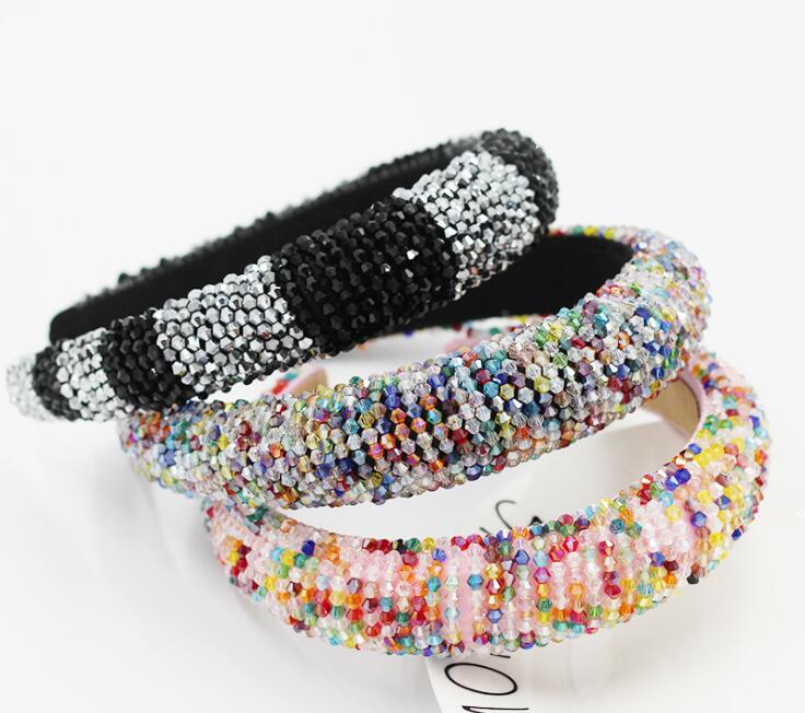

women hairbands new color beads fashion gorgeous sponge color handmade beaded female hair accessories street prom gift headdress