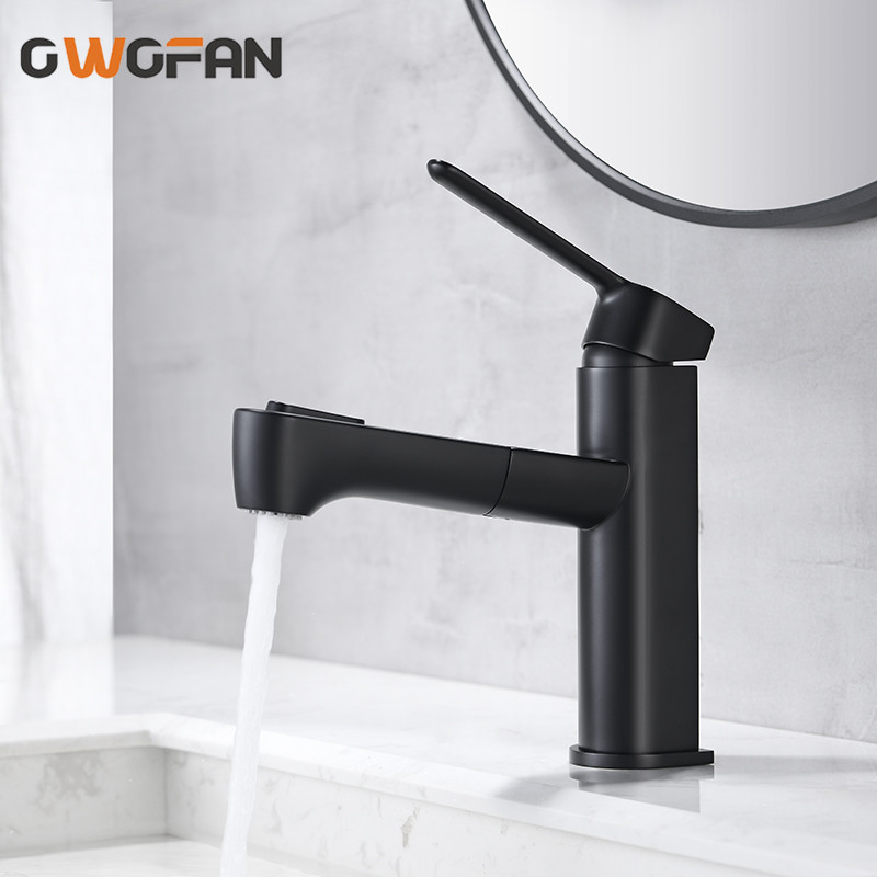

OWOFAN Black Bathroom Faucet Deck-Mounted Brass Lavatory Faucet Single-Hole Hot And Cold Mixer S79-395