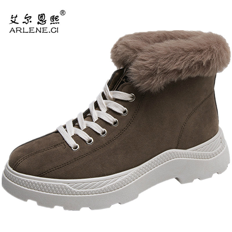 

2020 Winter Shoes Women Fashion Keep Warm Women's Boots Brand Pink Ladies Snow Boots Girls Fur Plush Flat Heel Botas Mujer, Black