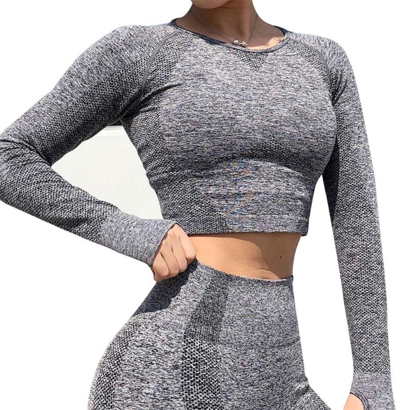 

Rush Sale!Long Sleeve Thumbhole Sports Crop Top High Rise Waistband For Comfortable Range Of Motion Wholesale Quick delivery CSV, Light purple
