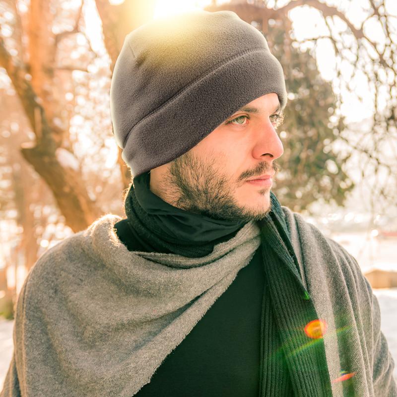 

Riding Elastic Cap Outdoor Running Fleece Beanie Hat Pure Color Skiing Windproof Portable Waterproof Cycling Elements, Black