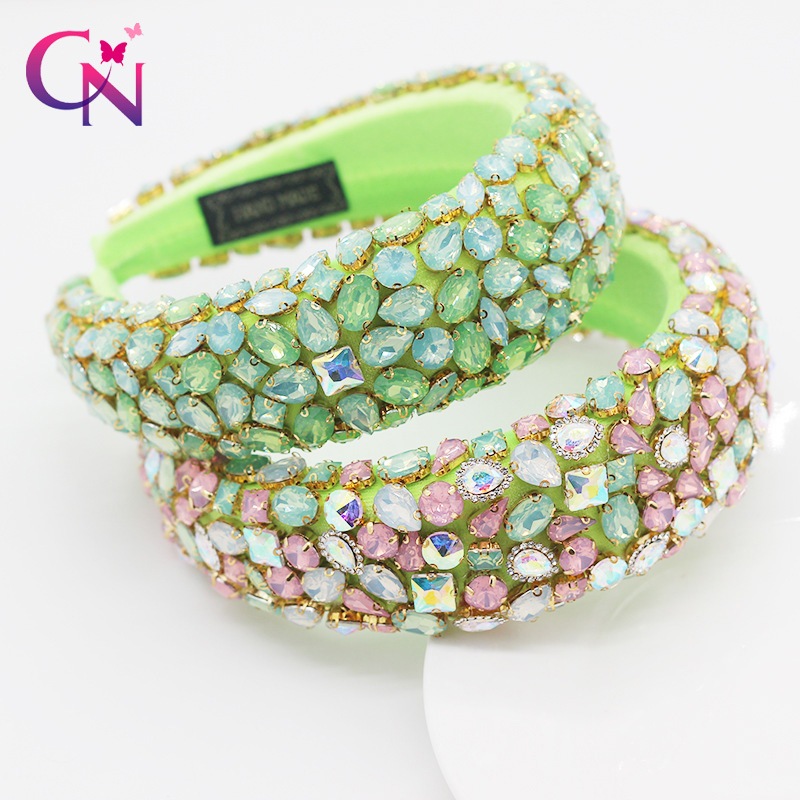 

CN 6Pcs/lot Gorgeous Full Diamante Padded Baroque Headbands Luxury Crystal Hairbands For Women Rhinestone Tiara Hair Accessories