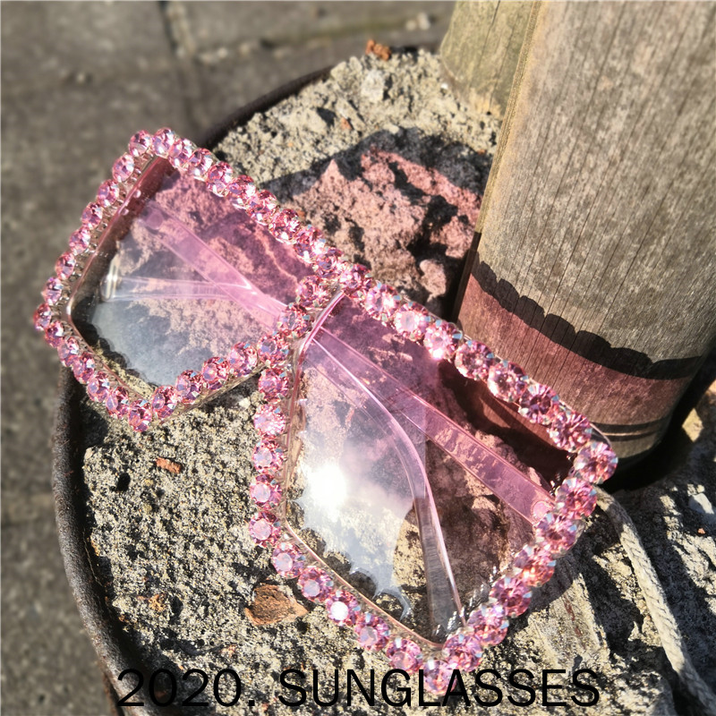 

Fashion Brand Designer Crystal Oversized Sunglasses Women Mirror Big Rhinestone Rays Shades Sun Glasses Lady Diamond FML