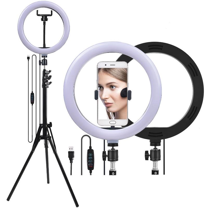 

Fusitu 10 inch Photography Light LED Led Selfie Ring Light Flash Ring lamp Video Dimmable With Tripod Phone Holder Youtube