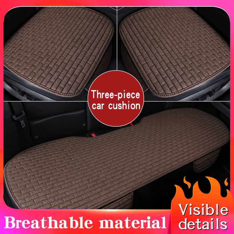 

2020 Hot Linen Fabric Car Seat Cover Four Seasons Front Rear Flax Cushion Breathable Protector Mat Pad