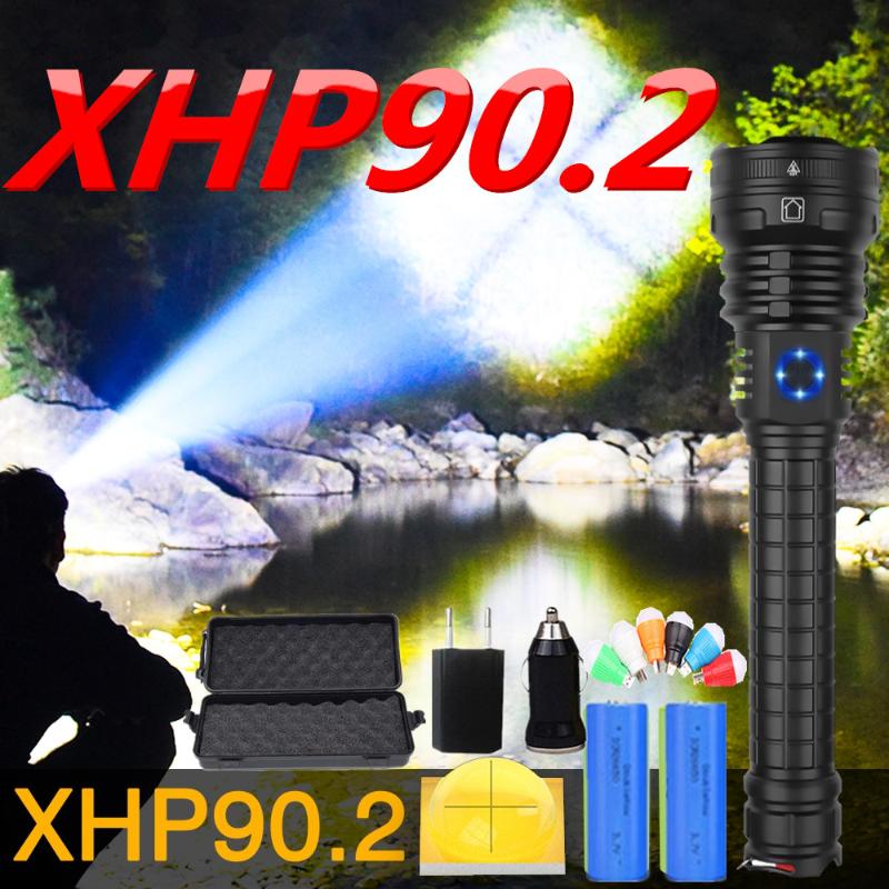 

90000LM Super Bright Xhp90.2 Most Powerful Led Torch Tactical Flashlights Zoom Usb Rechargeable 26650 Flash Light