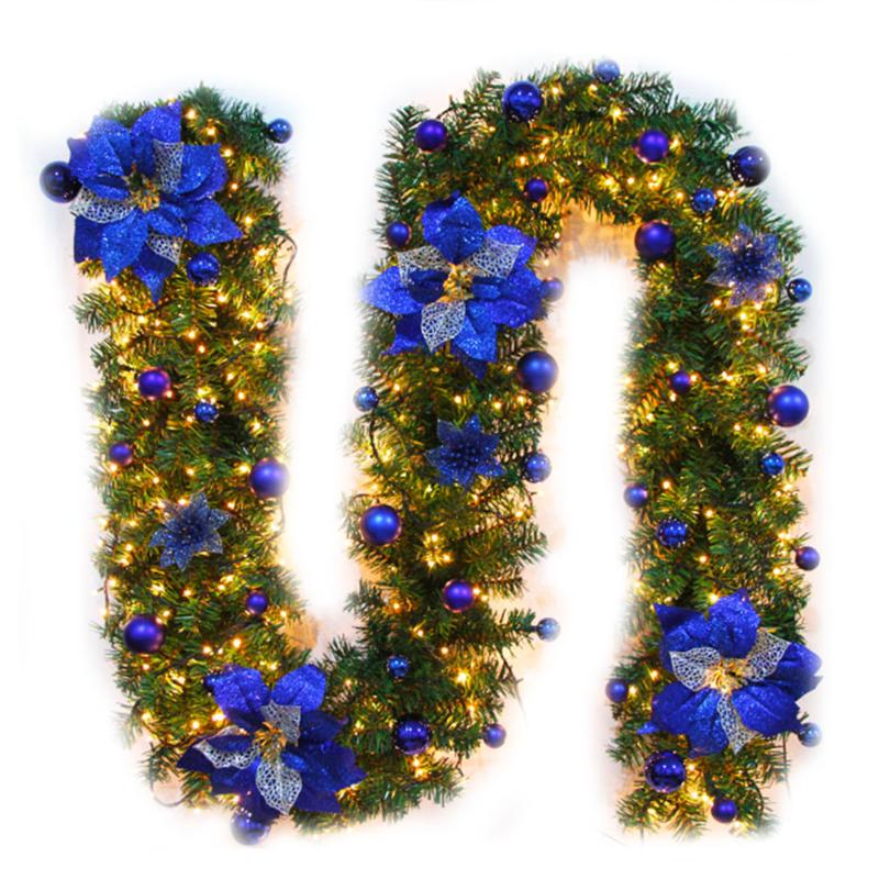

Artificial Flower Vines Christmas Decor Rattan Home Door Hanging Props Mall Showcase Decor HFing, Blue without light