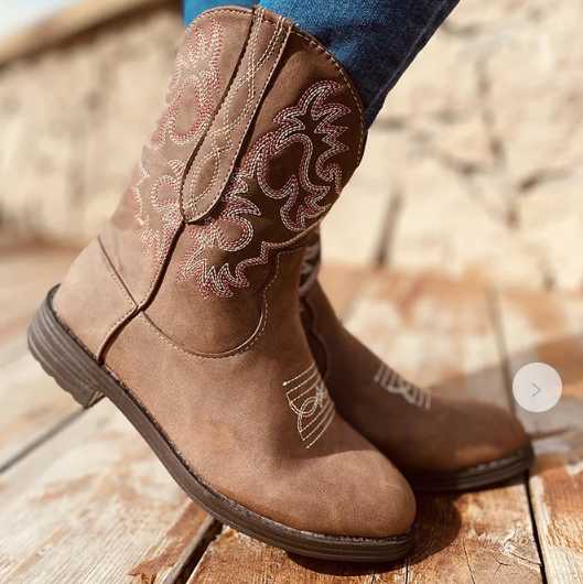 

Dropshipping Women Fashion Vintage Mid Calf Boots Flock Shoes Female Autumn Winter Motorcycle Boots Comfortable Botas Mujer, Tuose