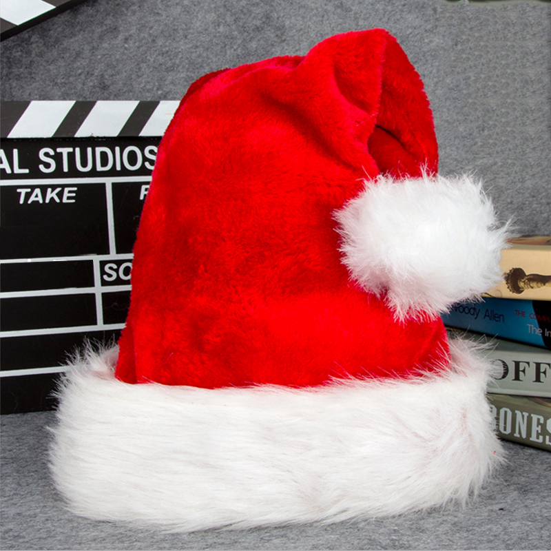 

Christmas Decorations Santa Hat Red Year Winter Warm High-grade Plush Adult To Increase Thickening Big Ball Soft