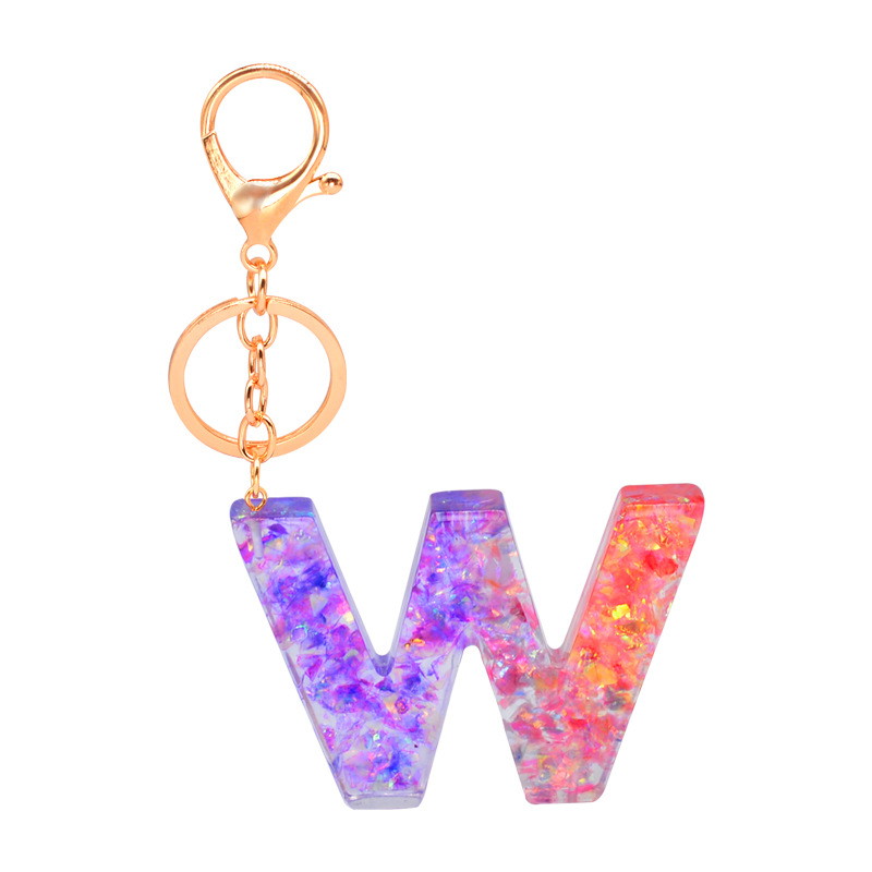 

New Fashion Handmade Gold Keychain 26 Capital Letters Resin Car Key Chain for Sale