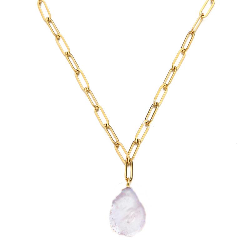 

Irregular Real Natural Fresh Water Pearl Pendant Necklace For Women Stainless Steel Square Chain Necklace Wedding Party Jewelry