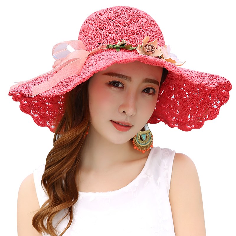 

Summer Womem's Sun Hats Travel/On Holiday Sunbonnet Korean Style Fashional Beach Straw Hats, C008, Free shipping, Purple