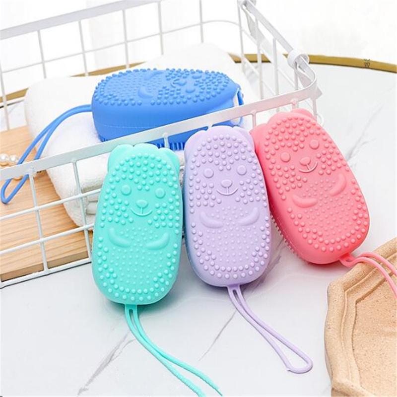 

Silicone Body Scrubber Soft Bubble Bath Brush Shower Exfoliating Sponge Massager Skin Cleaner Cleaning Pad Bathroom Accessories