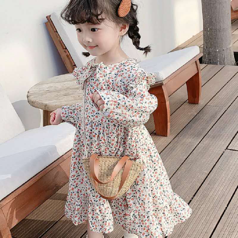 

Girls dress floral doll collar long sleeve dress princess 2020 autumn new children's wear 3-8 years old, As pic