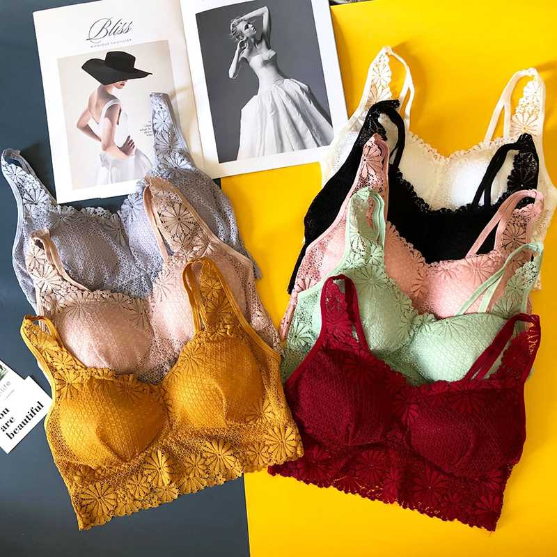 

Free Size Padded Bralette Deep V Lace Bras For Women Fashion Wireless Bra 3 Colors Summer Crop Top Girls Backless Lingerie, Khaki