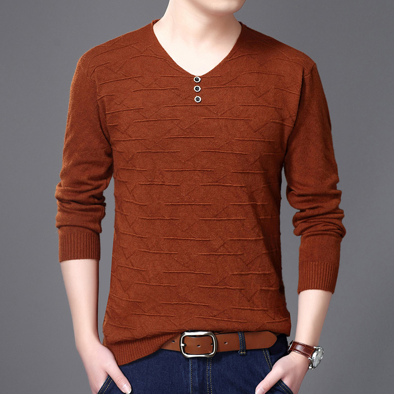 

Brand Casual Sweater V-Neck Knitting Mens Sweaters Pullovers Men Pullover Men, Beige
