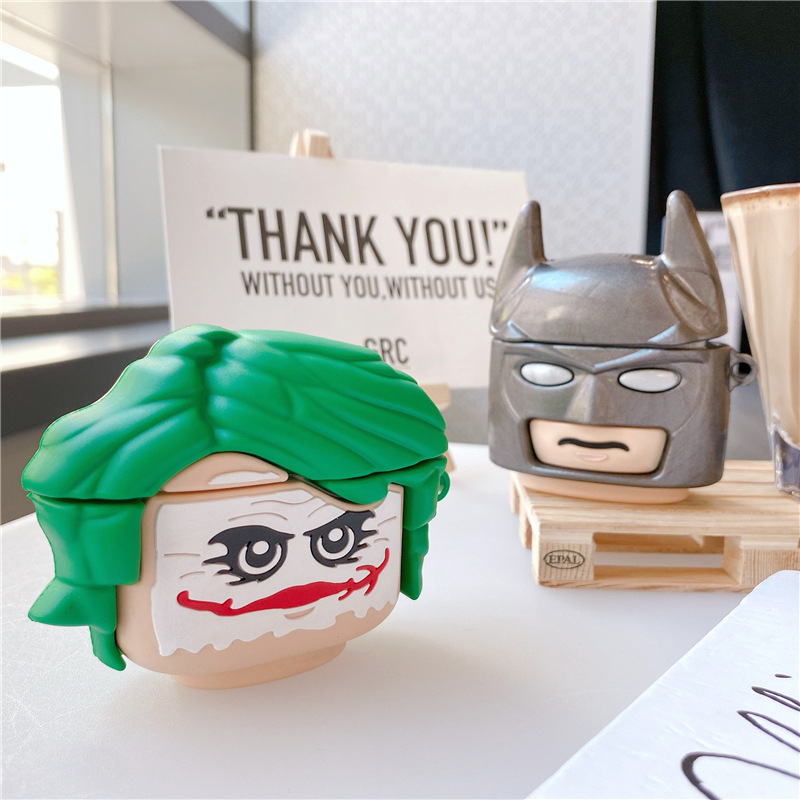 

For Airpod pro Case Cover Luxury 3D Cartoon Batman Joker Clow Wireless Earphone Soft Silicone Cases For Apple Airpods 2 1 Fundas, B for airpods pro