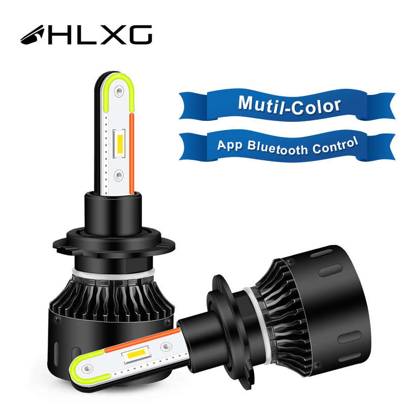 

2pcs H4 LED H7 Car Headlight Bulb Multi-Color APP Bluetooth Music Control 3 4 Fog Light H11 Led 9005 9006 RGB Bulb HLXG