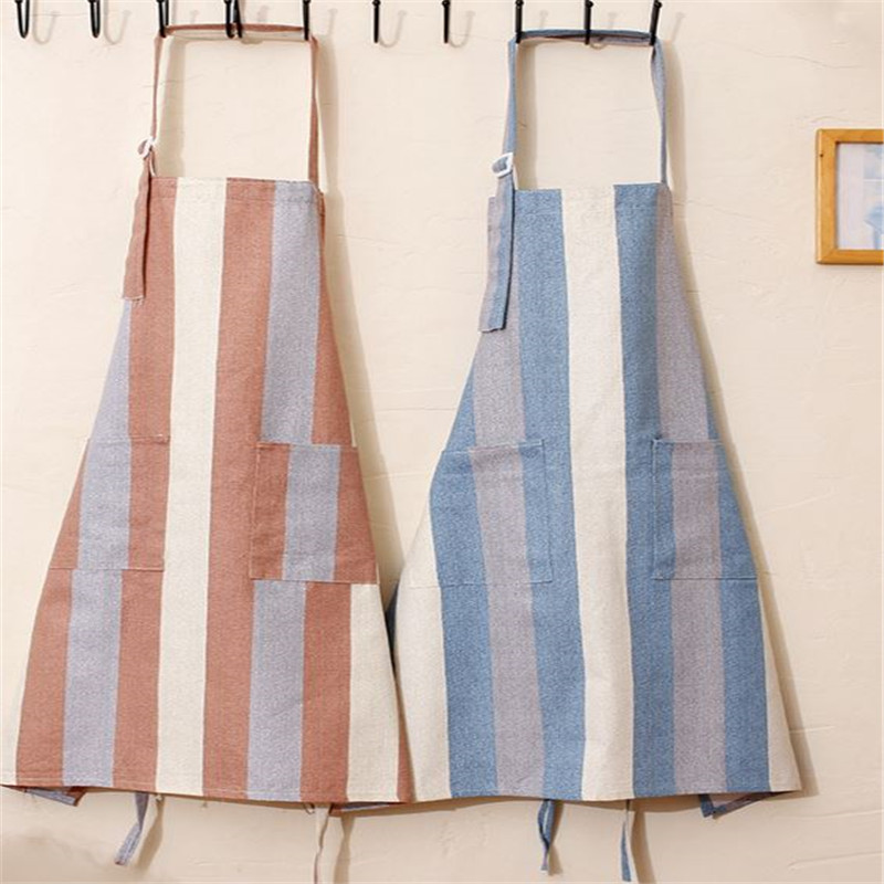 

Kitchen Aprons Stripe Solid Color Simple Cotton Oil-proof Cleaning Kitchen Cooking Restaurant Men And Women Half-bakers Overalls