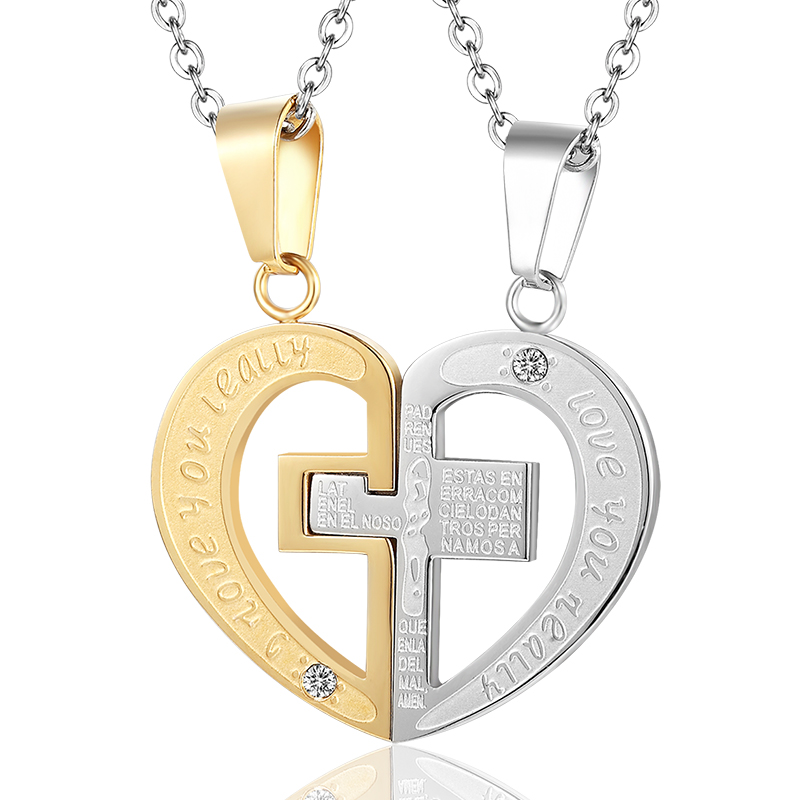 

2020 New Couple Good Friend Stainless Steel Necklace Pendant Jewelry Heart-shaped Bohemian Men and Women Valentine's Day Gift