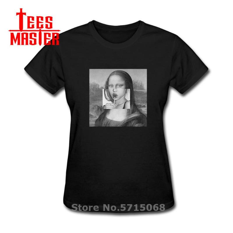 

Mona Lisa T Shirt Women Spoof Personality Fashion Tshirt Summer 2020 Harajuku Aesthetics Short Sleeve White Tops Female T-shirt, No printing price