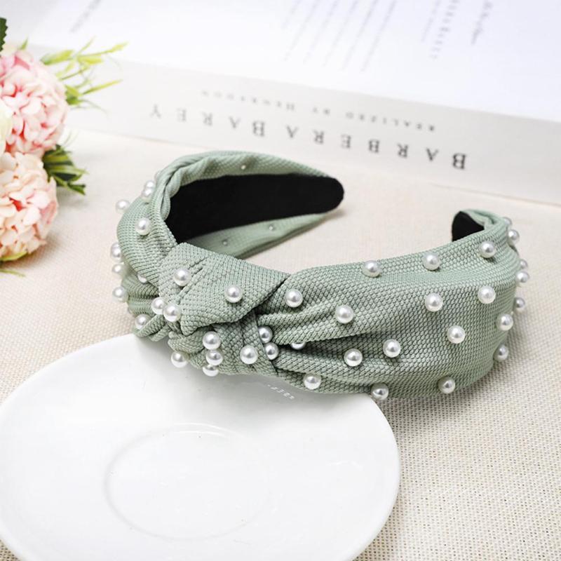 

Vintage Knotted Pearl Simulation Hairbands Solid Color Headbands Hair Accessories For Girls Hair Hoop Wrap Makeup F6Y9
