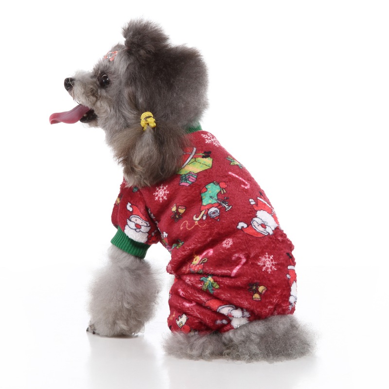 

Fleece Dog Pajamas Jumpsuit Winter Dog Clothes Christmas Warm Jumpsuits Coat For Small Dogs Puppy Cat Clothing Jumpsuits 2, Green