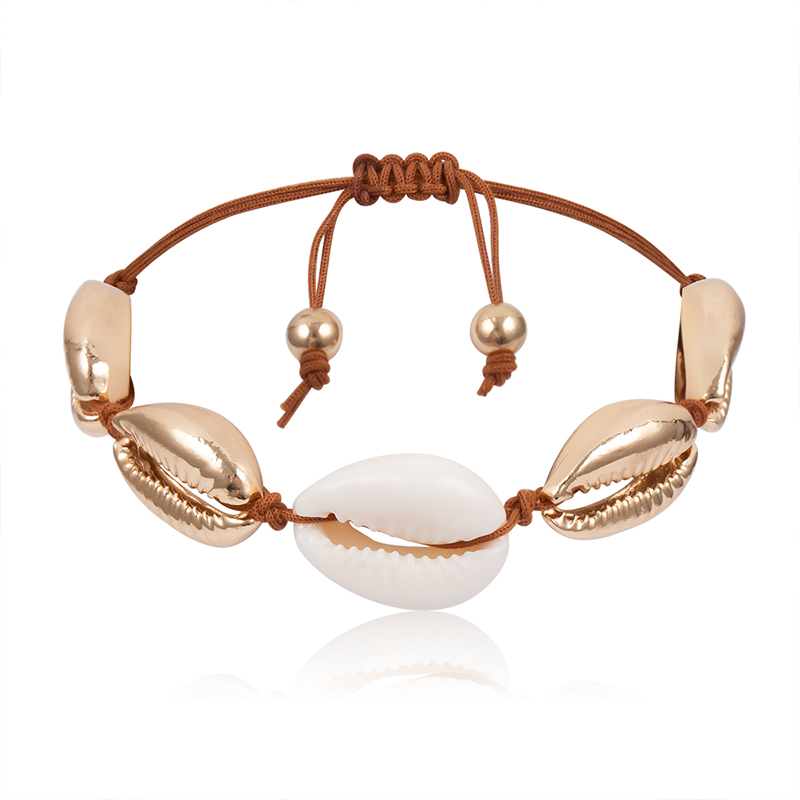

2020 New Fashion Gold Color Cowrie Shell Bracelets For Women Delicate Rope Chain Beads Jewely Bohemian Beach Charm Bracelet