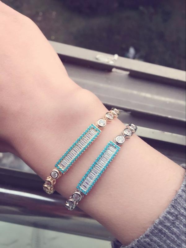 

2020 bling simulated Zirconia long cz bar adjust box chain sizes women tennis bracelet