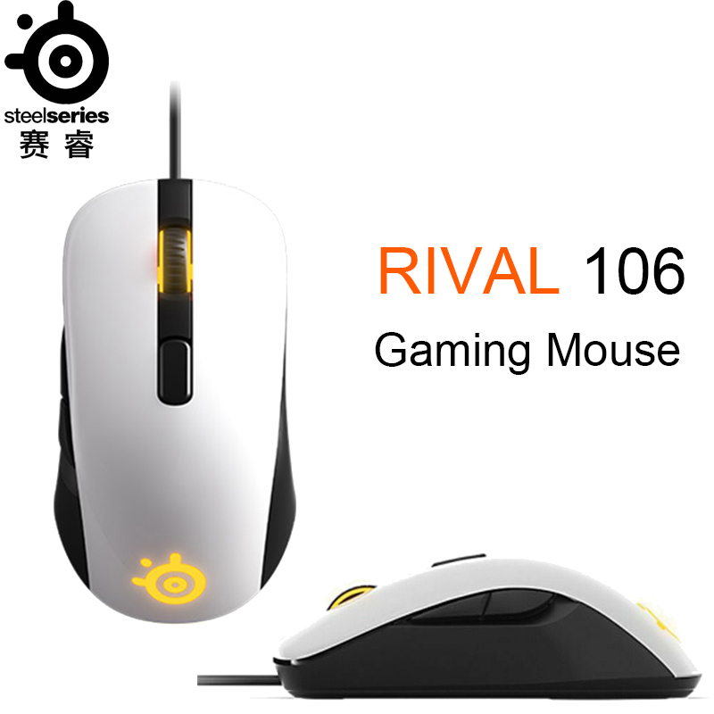 

New SteelSeries RIVAL 106 Wired Gaming Mouse 7200DPI Optical 6-key Mirror Material Mouse CS:GO PUBG OW Gamer