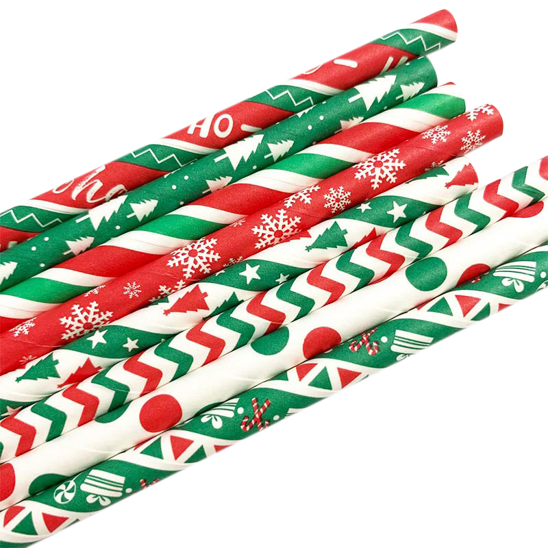 

25pcs Christmas Paper Straws Snowflake Drinking Straw Merry Christmas Decorations for Home 2020 Xmas New Year Party Supplies