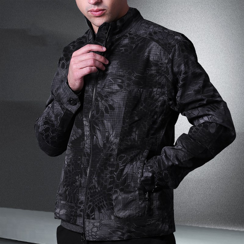 

Army Fans Tactical Jacket Men' Spring Autumn Hiking Sports Windproof Camouflage Cargo Coat Outdoor Training Clothes, Brown