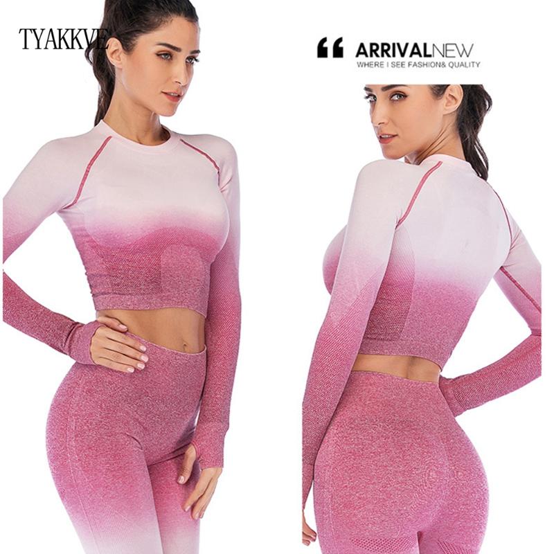 

2020 Female Sport Top Jersey Woman T-shirt Crop Top Yoga Gym Fitness Sport Long Sleeve Vest Singlet Running Training Clothes, Green