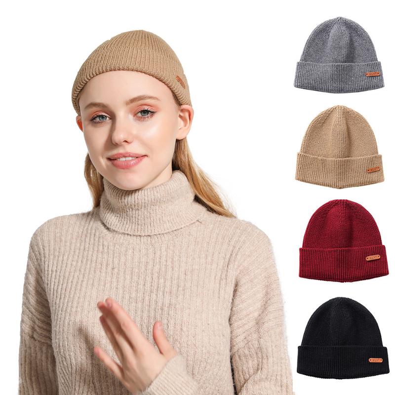 

Skull Slouchy Caps Hat 2020 Autumn&winter Unisex Baggy Warm Crochet Wool Headgear Knit Ski Beanie Gorro De Otoño E Invierno#20, Beige