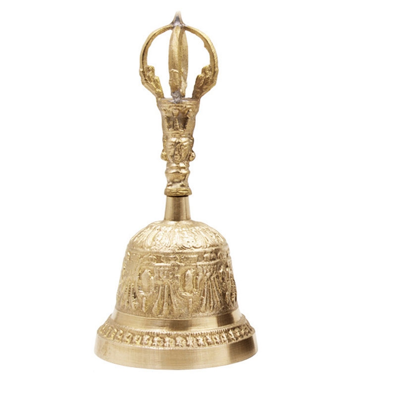 

Handmade FengShui Hand Bell Meditation Alarm Prayer Lucky Service Desktop Tibetan Buddhist Loud Call Dinner Brass Portable B