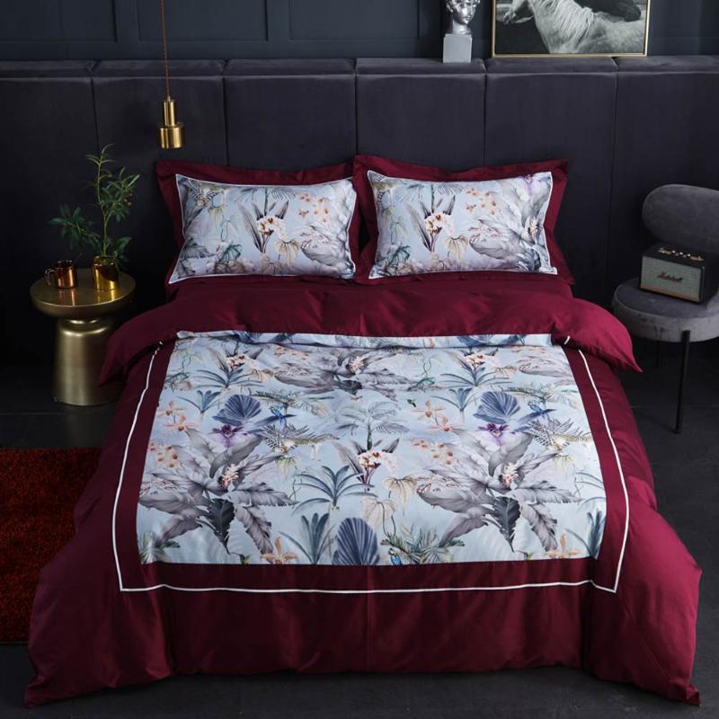 

Papa&Mima Silkly Egyptian Cotton Bedding Set Print Sheet Pillowcase Duvet Cover Linens Double Queen King Size, 20203289