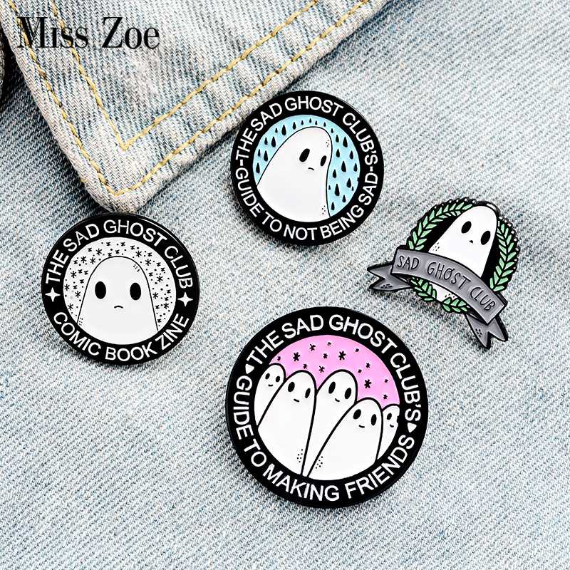 

Sad Ghost Club Enamel Pin Custom Guide to Making Friends Brooches Badge Bag Shirt Lapel Pin Buckle Jewelry Gift for Friend