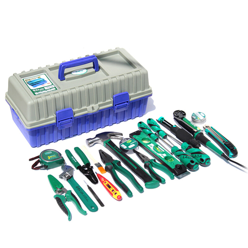 

LAOA 17 Inch Tool Kit 16/23/55/56pcs Tools Set With Pliers Scissors Hammer Steel Measure Tape Adjustable Wrench Wire Cutter Box
