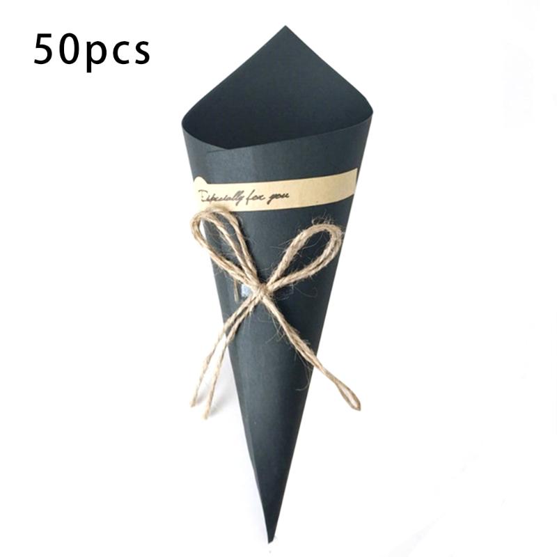 

100pcs Creative DIY Retro Kraft Paper Cones Candy Boxes Flower Holder Kraft Paper for wedding and party decor Gifts Crafting