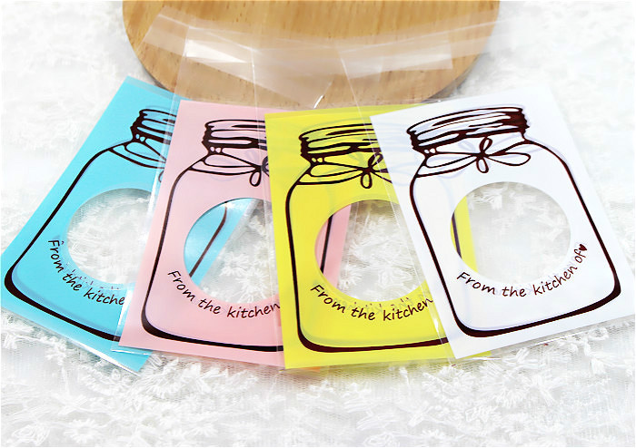 

100pcs Bottle Pattern Self-adhesive Cookie Bag Grade Plastic Biscuit Cookie Packaging Bag for Baking Shop Home Made