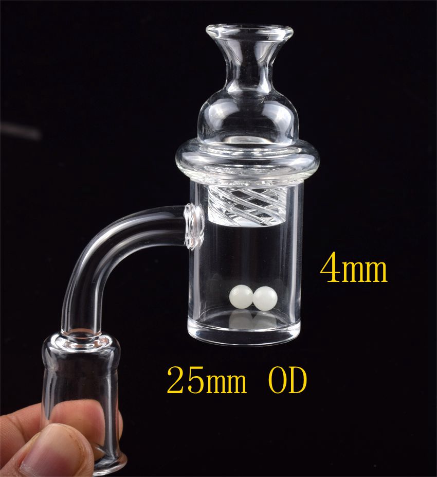 

New Design 4mm Clear Bottom Quartz Banger with Spinning Carb Cap Terp Pearl 10mm 14mm 18mm Female Male Quartz Nail 45 90 degree