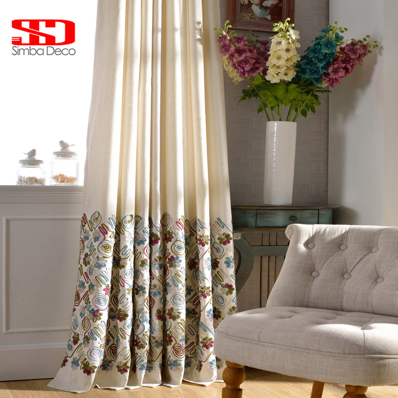 

Cotton Blackout Curtains For Living Room Embroidered Floral Blinds Drapes Children Cortinas For Bedroom Window Treatments Panels, Curtain