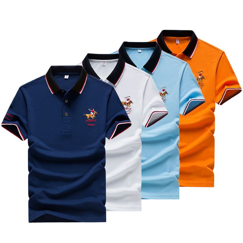 

2020 Summer New Mens Polo Shirt Men Embroidery Polo Shirt Men Casual Polo Shirt Solid Color Short Sleeve, Sky blue