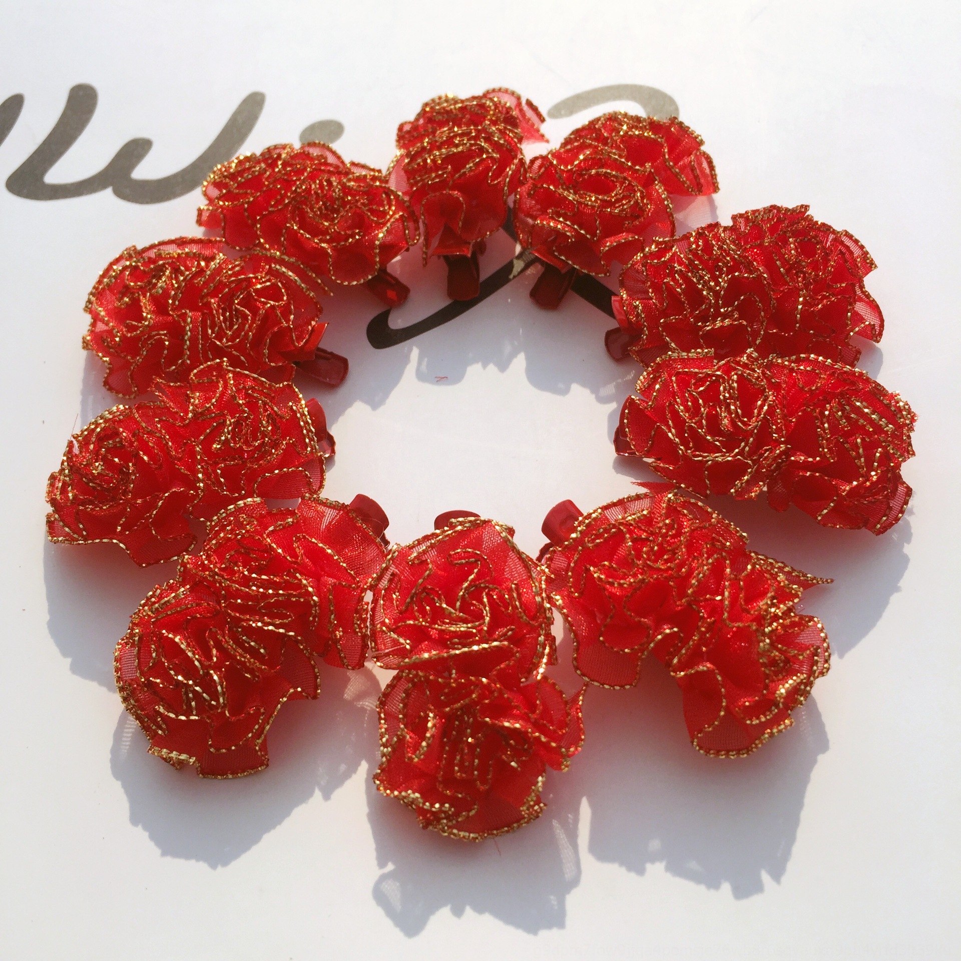 big red flower hair clip