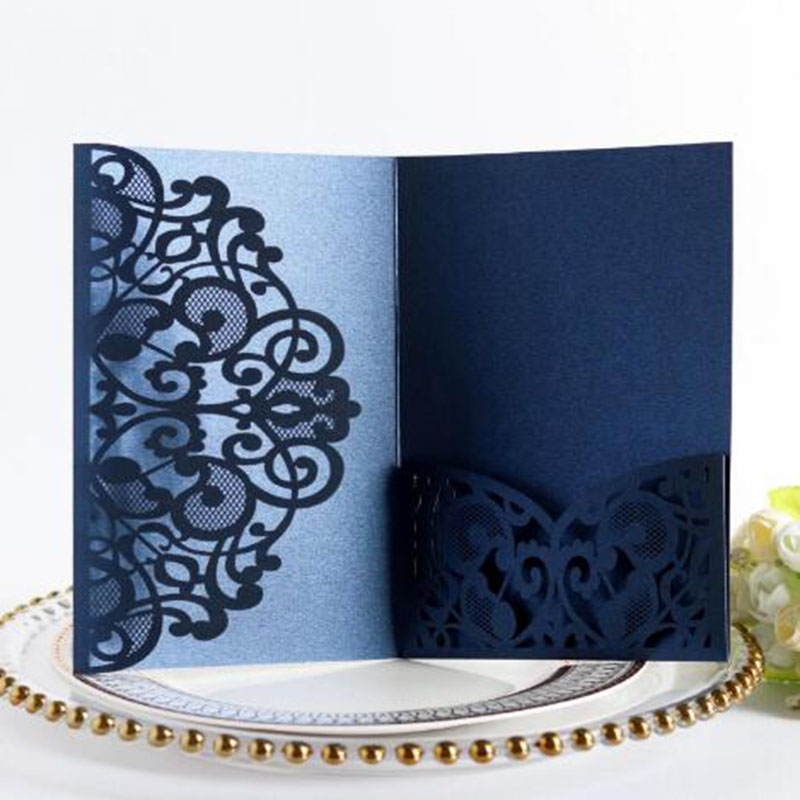 

100pcs/set European Business Invitation Card Hollow Lace Wedding Birthday Invitation Card Festival Party Greeting Postcard