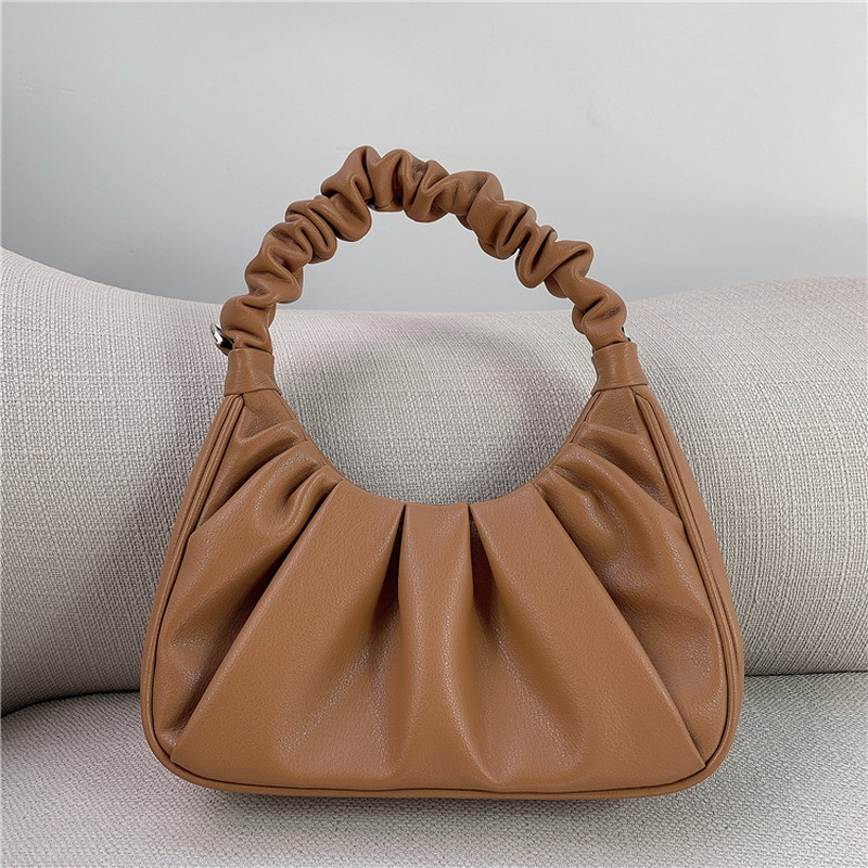 

New Trend Women Real Leather Cloud Handbag Small Mini Fold Underarm Messenger Bag Gilrs Portable Tote Bag Daily Coin Purse, White