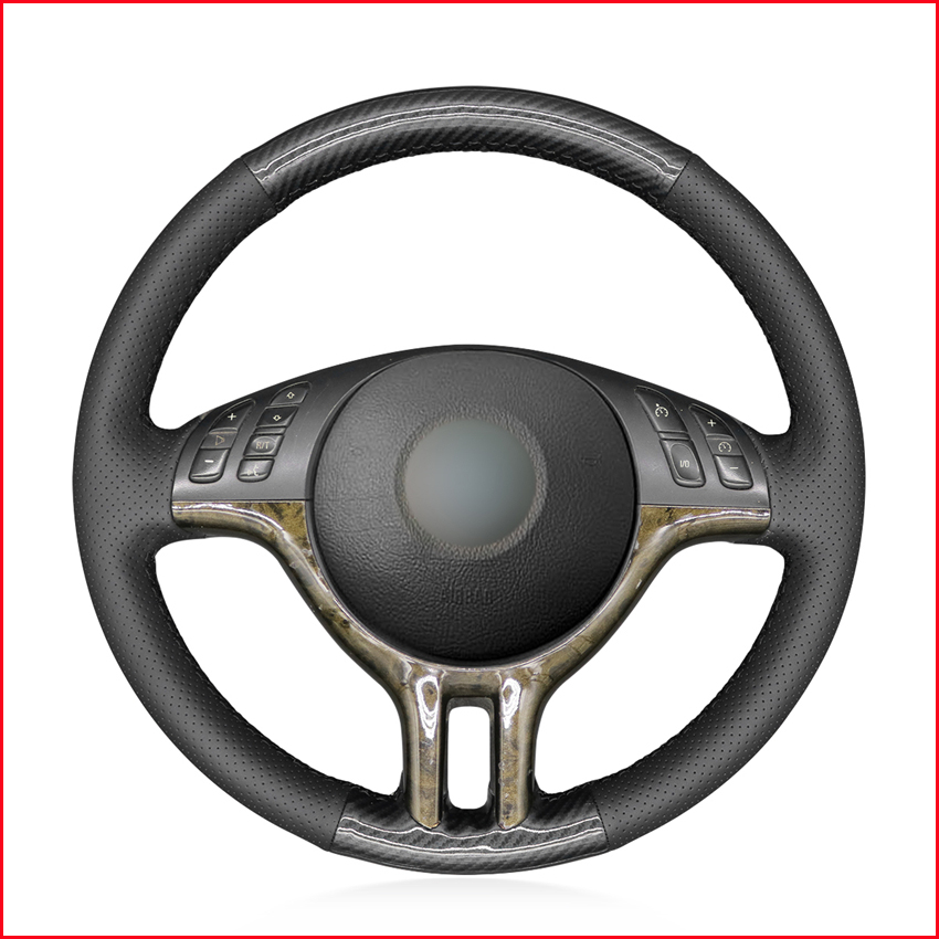 

Black PU Carbon Fiber Steering Wheel Cover for BMW E46 318i 325i 330ci E39 X5 E53 Z3 E36/7 E36/8