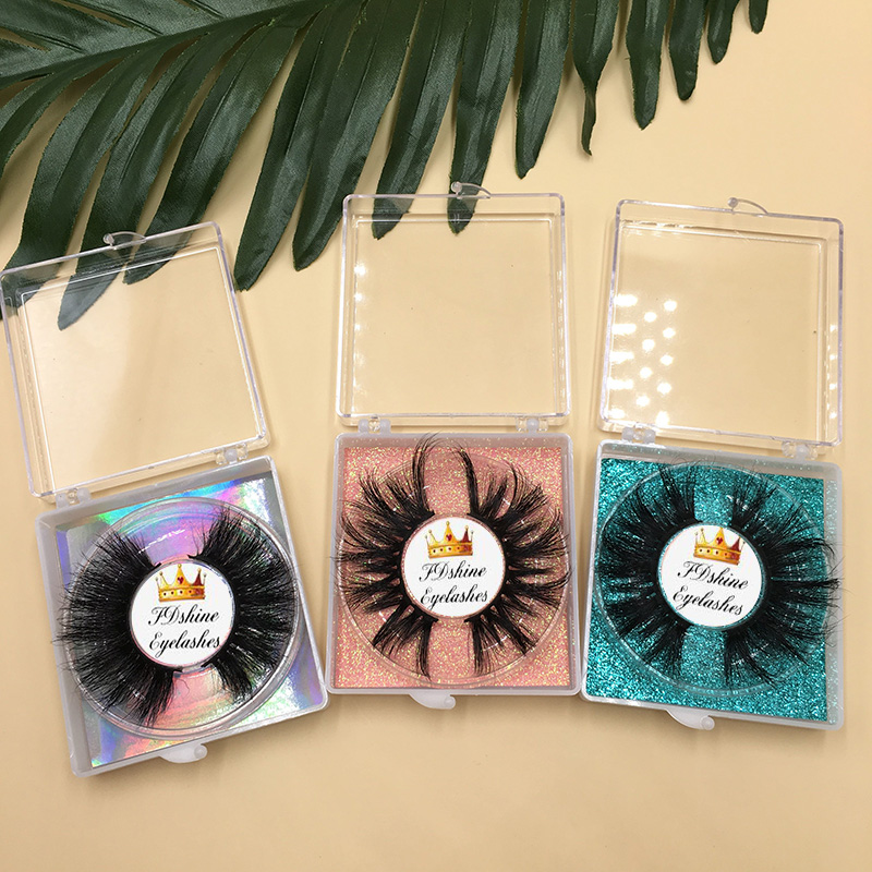 

Free custom logo stickers 50pairs/lot 25mm 3d mink eye lashes with the clear lash box